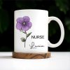 Your Job and Your Name, Flower Design - Personalized Custom Coffee Mug - GRAD273_MG