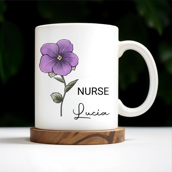 Your Job and Your Name, Flower Design - Personalized Custom Coffee Mug - GRAD273_MG