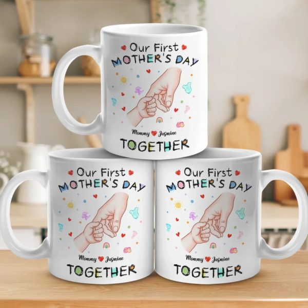 Your Tiny Hand, My Whole Heart - Family Personalized Custom Mug - Mother's Day, Baby Shower Gift, Gift For First Mom
