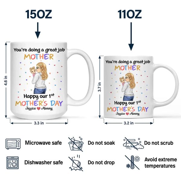 You're Doing a Great Job Mommy Personalized Two-Tone Mug, Happy Mother's Day Gift For Wife, Heartfelt Gift for New Moms, Customizable White Ceramic Mug & Two-Tone Mug