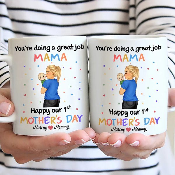 You're Doing a Great Job Mommy Personalized Two-Tone Mug, Happy Mother's Day Gift For Wife, Heartfelt Gift for New Moms, Customizable White Ceramic Mug & Two-Tone Mug