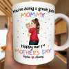 You're Doing a Great Job Mommy Personalized Two-Tone Mug, Happy Mother's Day Gift For Wife, Heartfelt Gift for New Moms, Customizable White Ceramic Mug & Two-Tone Mug