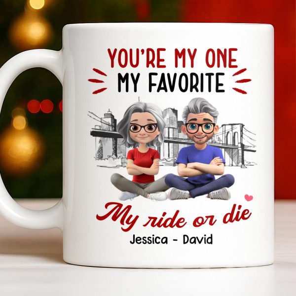 You're My One My Favorite My Ride Or Die, Couple And City Skyline - Personalized Custom Coffee Mug - CPL1028_MG