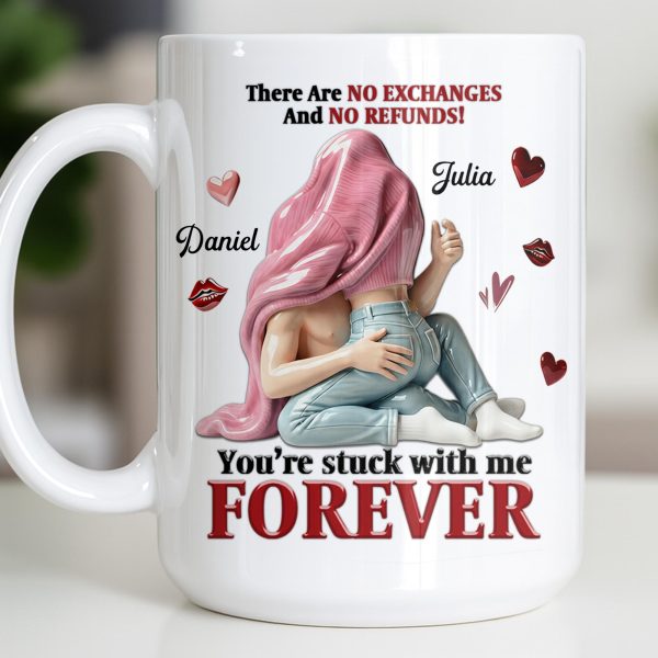 You're Stuck With Me Forever, Hearts and Lips - Personalized Custom Coffee Mug - CPL1334_MG