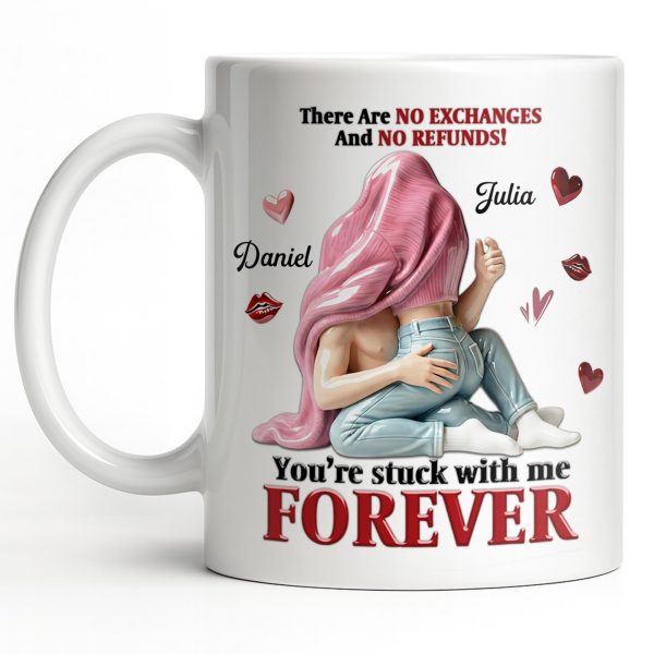 You're Stuck With Me Forever, Hearts and Lips - Personalized Custom Coffee Mug - CPL1334_MG
