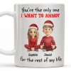 You're The Only One I Want To Annoy, Cartoon Couple With Santa Hats - Personalized Custom Coffee Mug - CPL662_MG