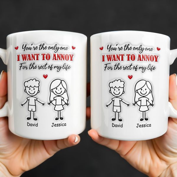 You're The Only One I Want To Annoy, Stick Figures And Hearts - Personalized Custom Coffee Mug - CPL1365_MG