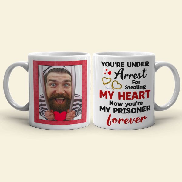 You're Under Arrest For Stealing My Heart, Couple Gift, Personalized Mug, Prisoner Custom Photo Couple Mug
