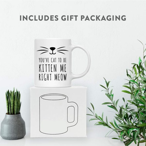 You've Cat to Be Kitten Me Right Meow Coffee Mug Funny Cat Lover Gift for Cat Mom Women Friend, Birthday Christmas Gift