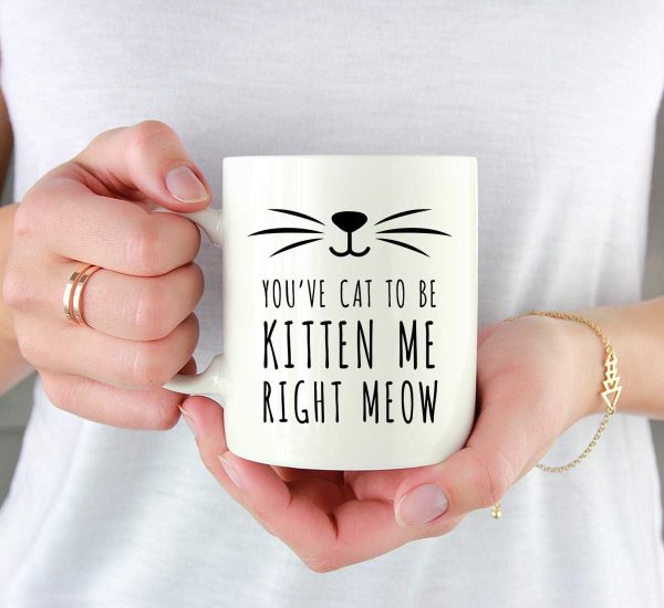 You've Cat to Be Kitten Me Right Meow Coffee Mug Funny Cat Lover Gift for Cat Mom Women Friend, Birthday Christmas Gift